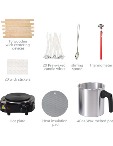 Kit de Fabricación de Velas Aroparc 40oz con Placa Caliente