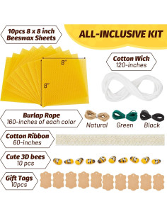 Kit de Fabricación de Velas de Cera de Abeja HASSLICKIT - 10 Hojas 20.32 cm 2
