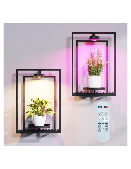 Macetas de Pared Shineled con Luz de Crecimiento, 2 Piezas