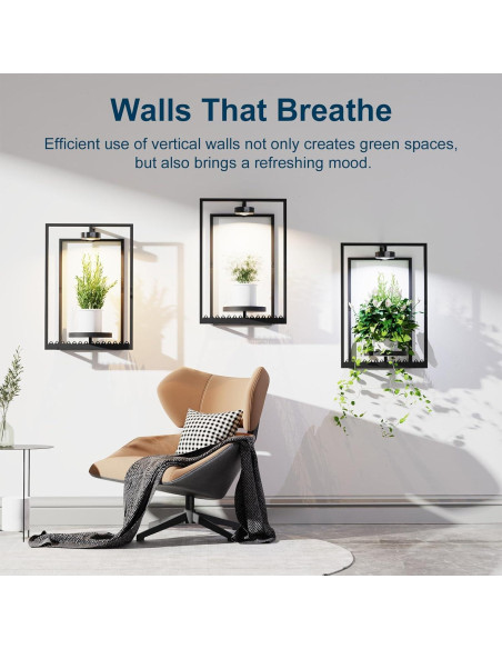 Macetas de Pared Shineled con Luz de Crecimiento, 2 Piezas