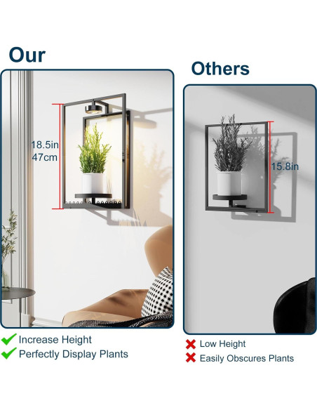 Macetas de Pared Shineled con Luz de Crecimiento, 2 Piezas