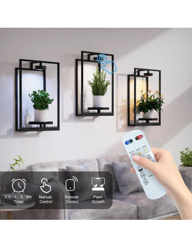 Macetas de Pared Shineled con Luz de Crecimiento, 2 Piezas