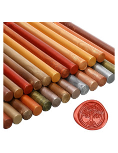 Palos de Cera para Sello Nuanchu 26 Piezas Colores Metálicos