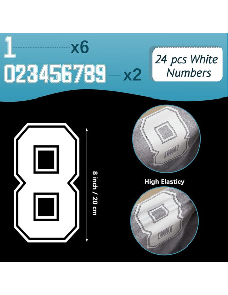 Números de Transferencia de Calor WILLBOND 24 Pcs 20 cm