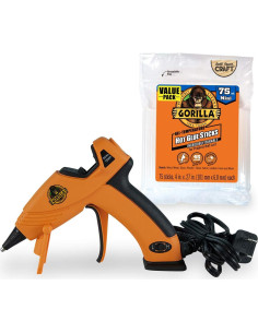 Kit Pistola de Pegamento Caliente Dual GORILLA + 75 Barras 10.16cm 2