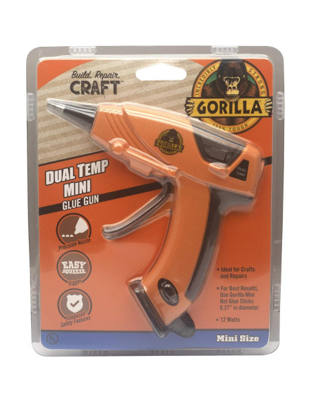 Kit Pistola de Pegamento Caliente Dual GORILLA + 75 Barras 10.16cm