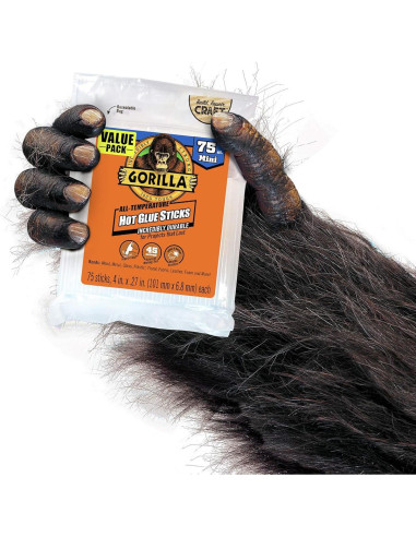 Kit Pistola de Pegamento Caliente Dual GORILLA + 75 Barras 10.16cm