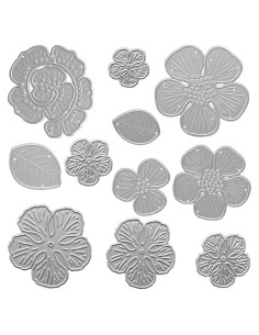 Troqueles de Corte de Metal Belamour 9 Flores y 2 Hojas