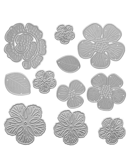 Troqueles de Corte de Metal Belamour 9 Flores y 2 Hojas