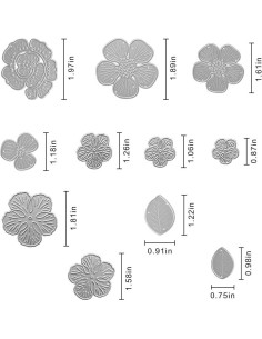 Troqueles de Corte de Metal Belamour 9 Flores y 2 Hojas 2