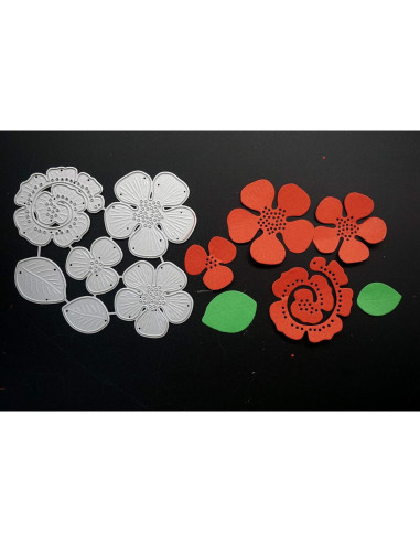 Troqueles de Corte de Metal Belamour 9 Flores y 2 Hojas