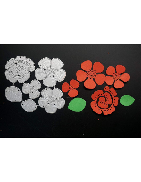 Troqueles de Corte de Metal Belamour 9 Flores y 2 Hojas