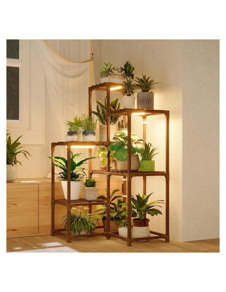Soporte para Plantas de Esquina Bamworld con Luz de Crecimiento