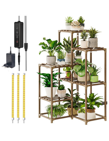 Soporte para Plantas de Esquina Bamworld con Luz de Crecimiento