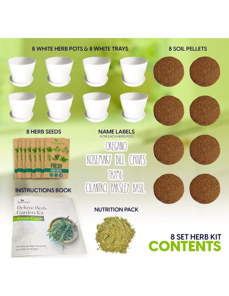 Kit de Jardín de Hierbas ZESTIGREENS - 8 Variedades Orgánicas