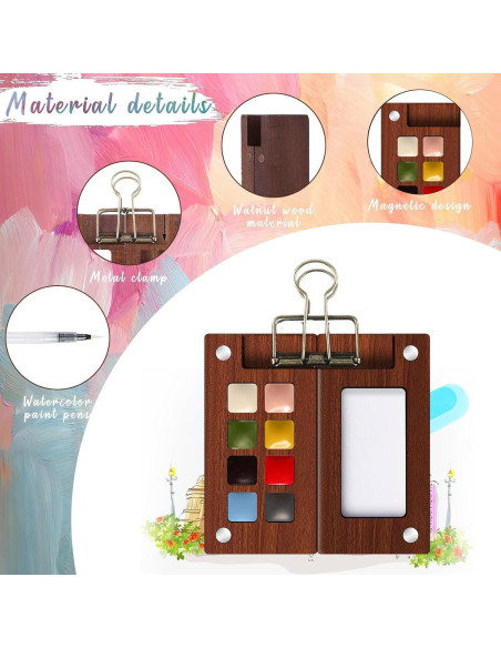 Mini Kit de Acuarela Portátil Gootxusk 8 Colores 5.8cm