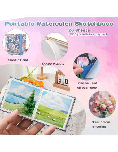 Mini Kit de Acuarela Portátil Gootxusk 8 Colores 5.8cm