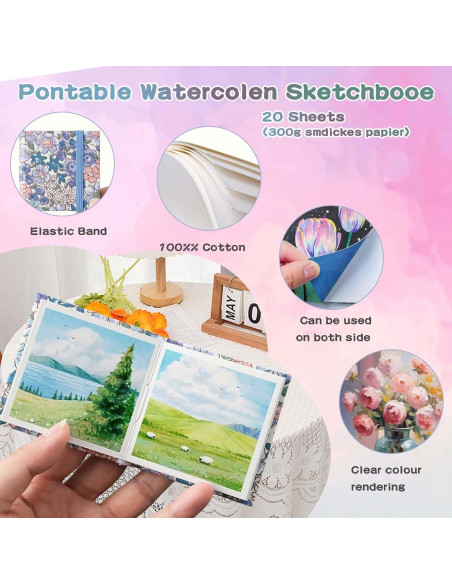 Mini Kit de Acuarela Portátil Gootxusk 8 Colores 5.8cm