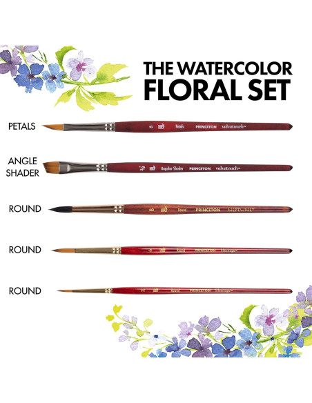 Conjunto de Pinceles de Acuarela Princeton - 5 Piezas Sintéticas