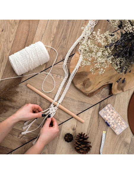 Kit de Macramé MIGO Creates para Principiantes - 58 Piezas y 201m Hilo
