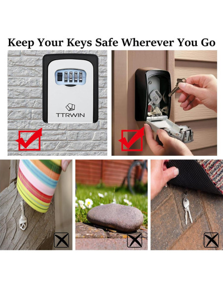 Caja de Llave TTRWIN Montada en Pared con Combinación 4 Dígitos
