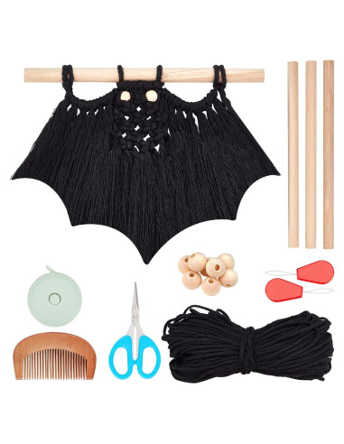 Kit de Macramé Halloween FREEBLOSS - Colgante Murciélago DIY
