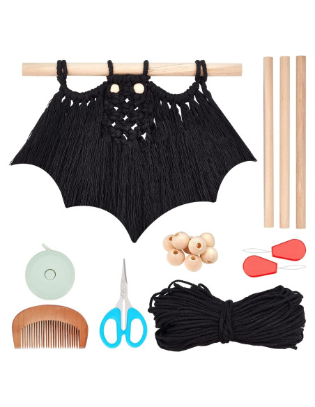 Kit de Macramé Halloween FREEBLOSS - Colgante Murciélago DIY