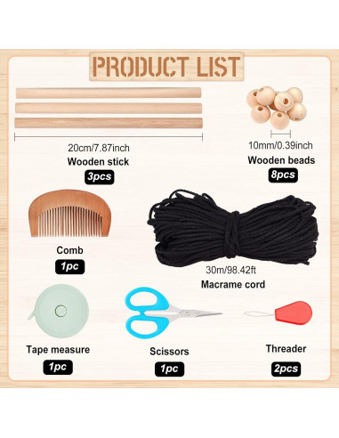 Kit de Macramé Halloween FREEBLOSS - Colgante Murciélago DIY