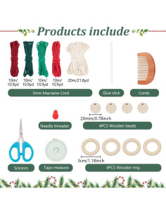 Kit de Adorno Colgante de Macramé Navidad FREEBLOSS 4 Piezas 2