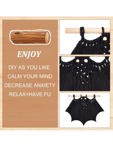 Kit de Macramé Halloween FREEBLOSS - Colgante Murciélago DIY