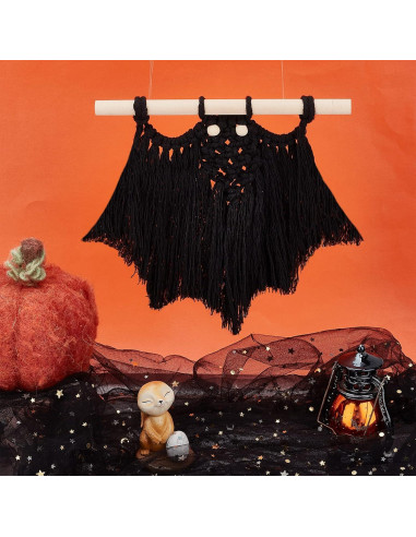 Kit de Macramé Halloween FREEBLOSS - Colgante Murciélago DIY
