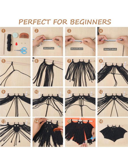 Kit de Macramé Halloween FREEBLOSS - Colgante Murciélago DIY