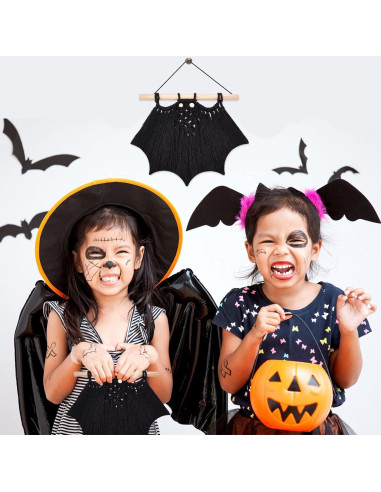 Kit de Macramé Halloween FREEBLOSS - Colgante Murciélago DIY