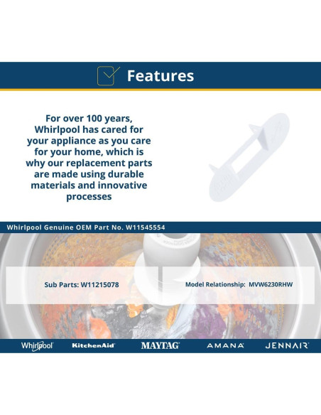 Bezel de Cerradura Tapa Lavadora Carga Superior Whirlpool W11545554