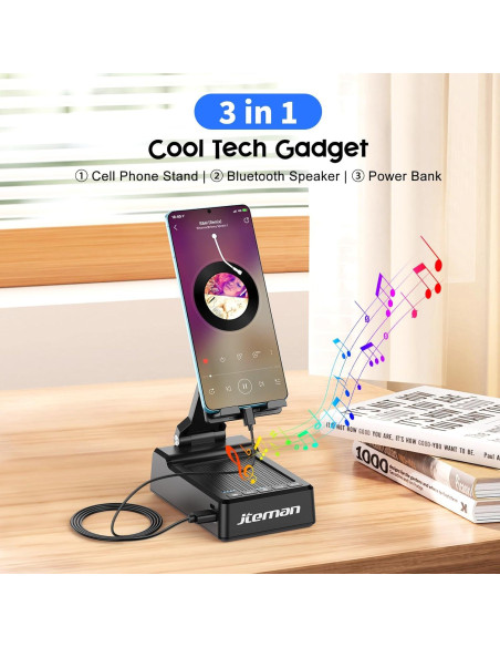 Soporte Ajustable para Teléfono Móvil JTEMAN con Altavoz Bluetooth y Carga