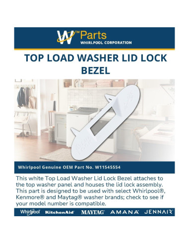 Bezel de Cerradura Tapa Lavadora Carga Superior Whirlpool W11545554