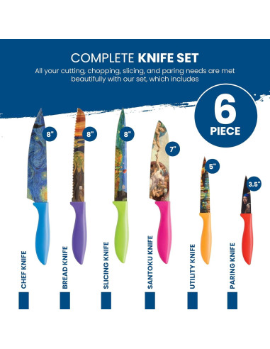 Juego de Cuchillos de Cocina CHEF'S VISION - 6 Piezas Acero Inoxidable
