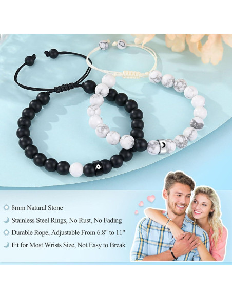 Anillos y Pulseras de Pareja Sol y Luna Ajustables