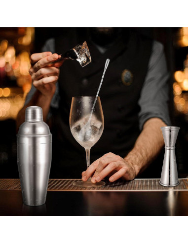 Shaker de cóctel BARsics 24 oz acero inoxidable con jigger y cuchara