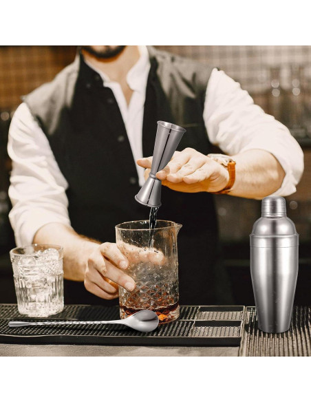 Shaker de cóctel BARsics 24 oz acero inoxidable con jigger y cuchara