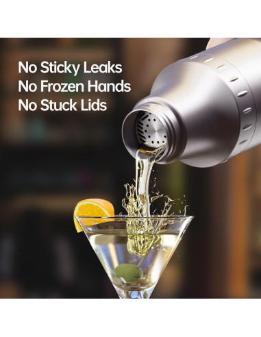 Juego de Coctelera Híbrida Magcheer 30 oz Acero Inoxidable Plata