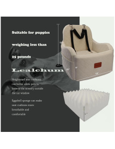 Asiento Elevador para Perros Lealchum Mediano Beige con Seguridad 2