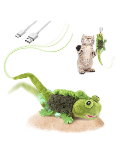 Juguete Interactivo para Gatos Migipaws Lagarto Verde Recargable