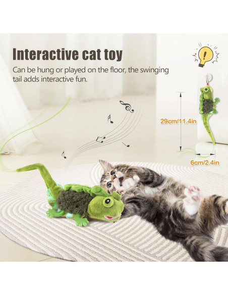 Juguete Interactivo para Gatos Migipaws Lagarto Verde Recargable