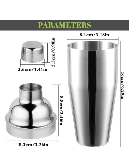 Shaker de cóctel NewGF 700 ml con colador y jigger