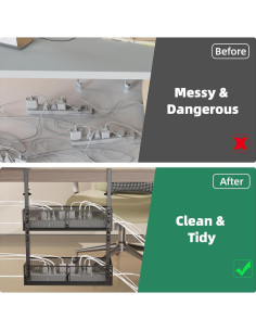 Bandejas de Gestión de Cables Bajo Escritorio SEYHAKI - Paquete de 2 2