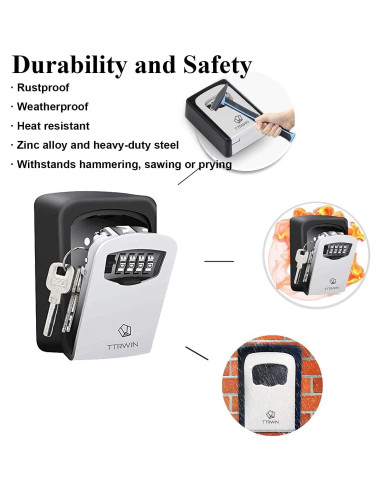 Caja de Llave TTRWIN Montada en Pared con Combinación 4 Dígitos