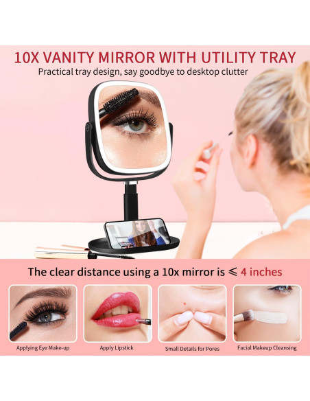 Espejo de Maquillaje Iluminado Vanmirr 21.6 cm 1x/10x Ajustable