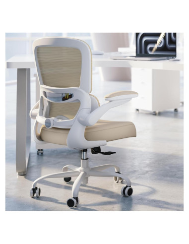 Silla de Oficina Ergonómica TRALT Beige, Soporta 149.68 kg