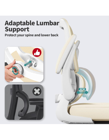 Silla de Oficina Ergonómica TRALT Beige, Soporta 149.68 kg